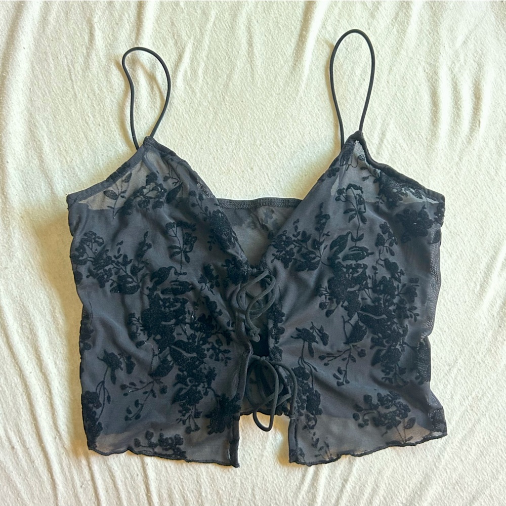 Floral Sheer Tie Top